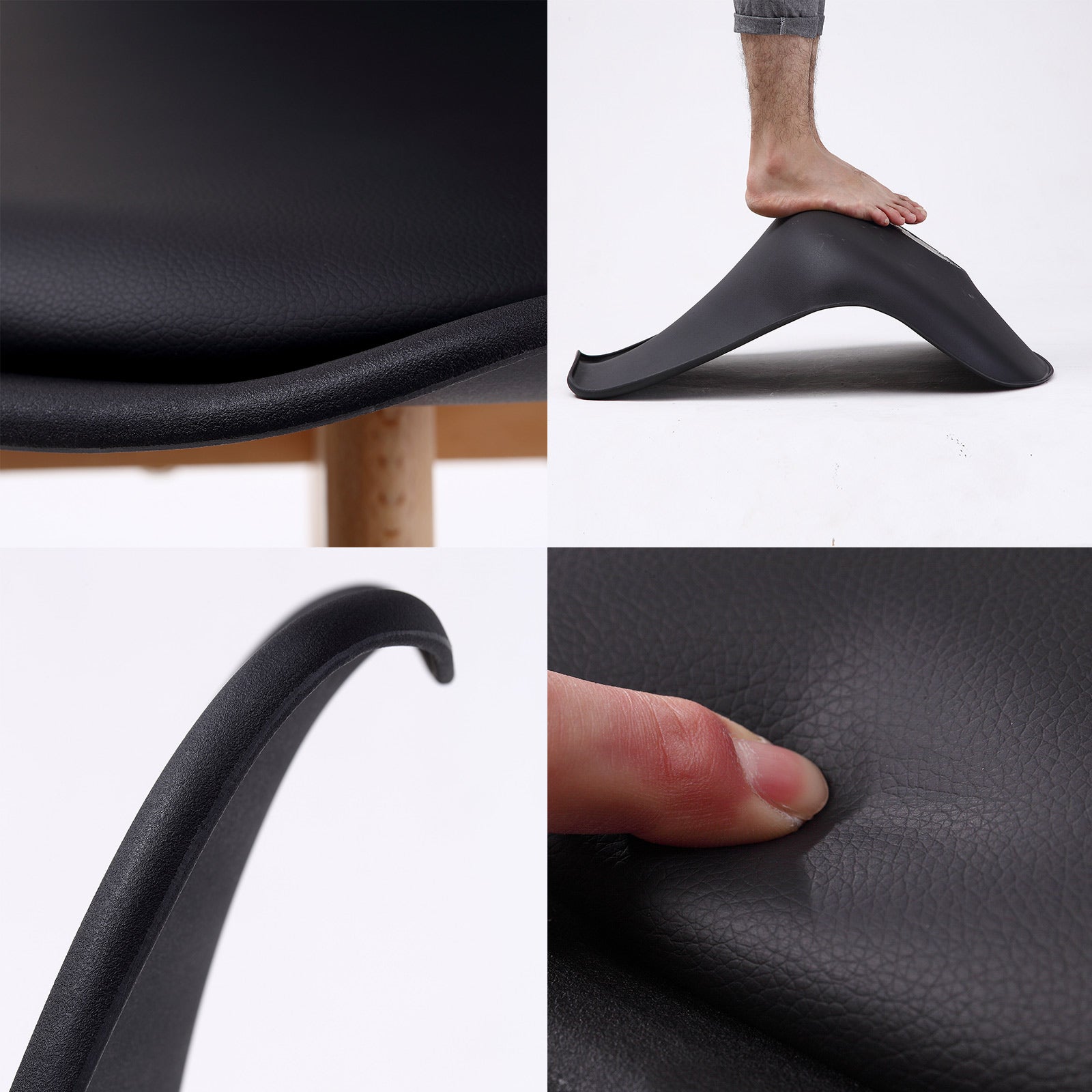 Kitchen & Dining Chairs: 4X Retro Dining Cafe Chair Padded Seat BLACK