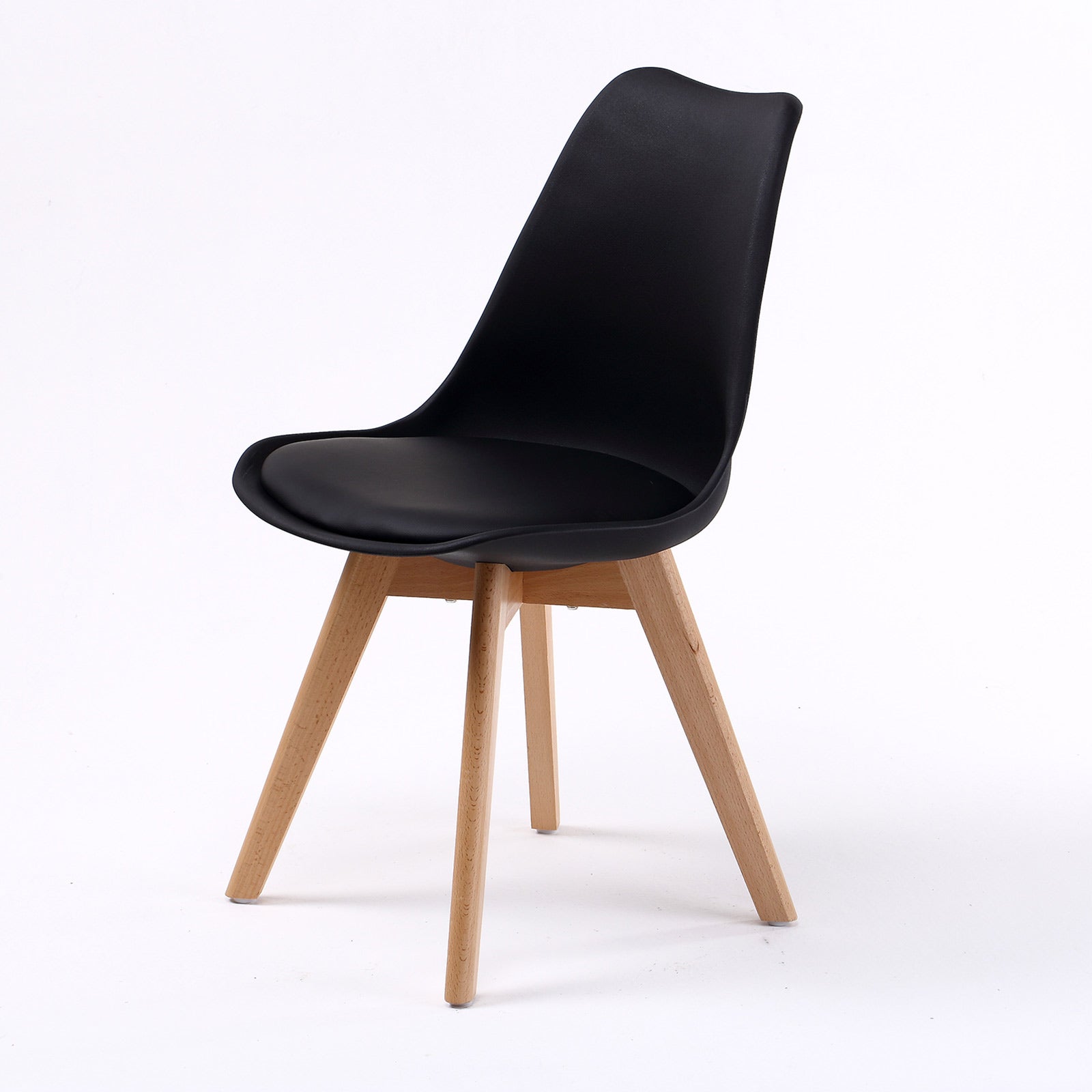 Kitchen & Dining Chairs: 4X Retro Dining Cafe Chair Padded Seat BLACK