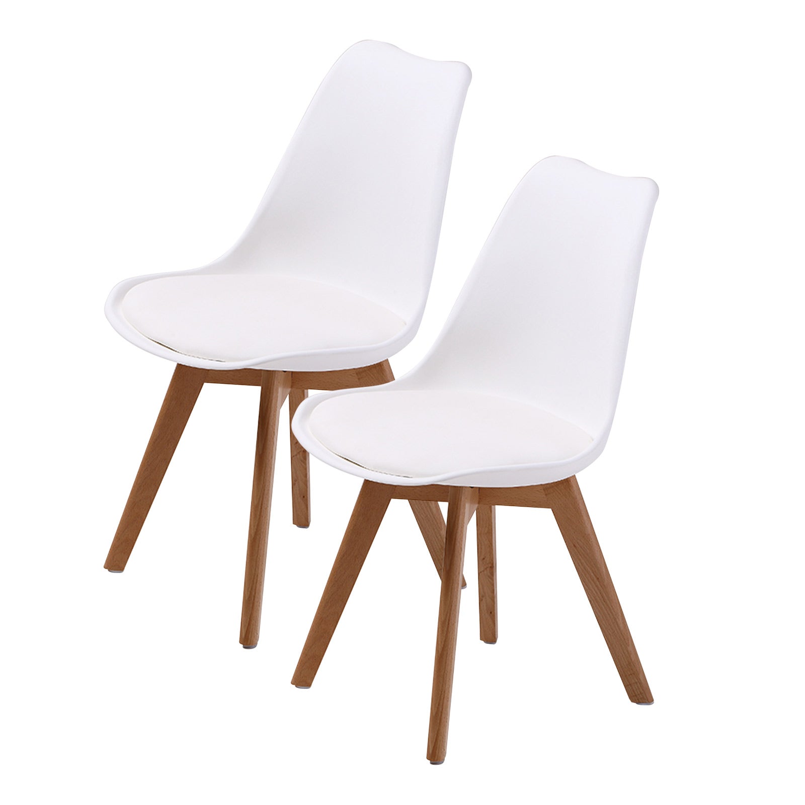 Kitchen & Dining Chairs: 2X Retro Dining Cafe Chair Padded Seat WHITE