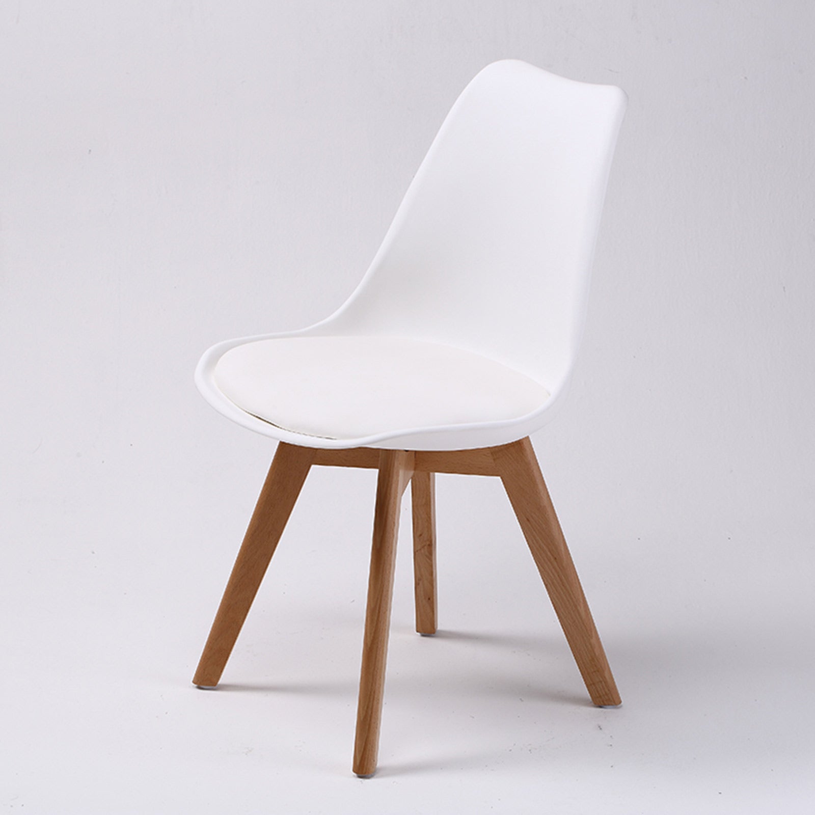 Kitchen & Dining Chairs: 2X Retro Dining Cafe Chair Padded Seat WHITE