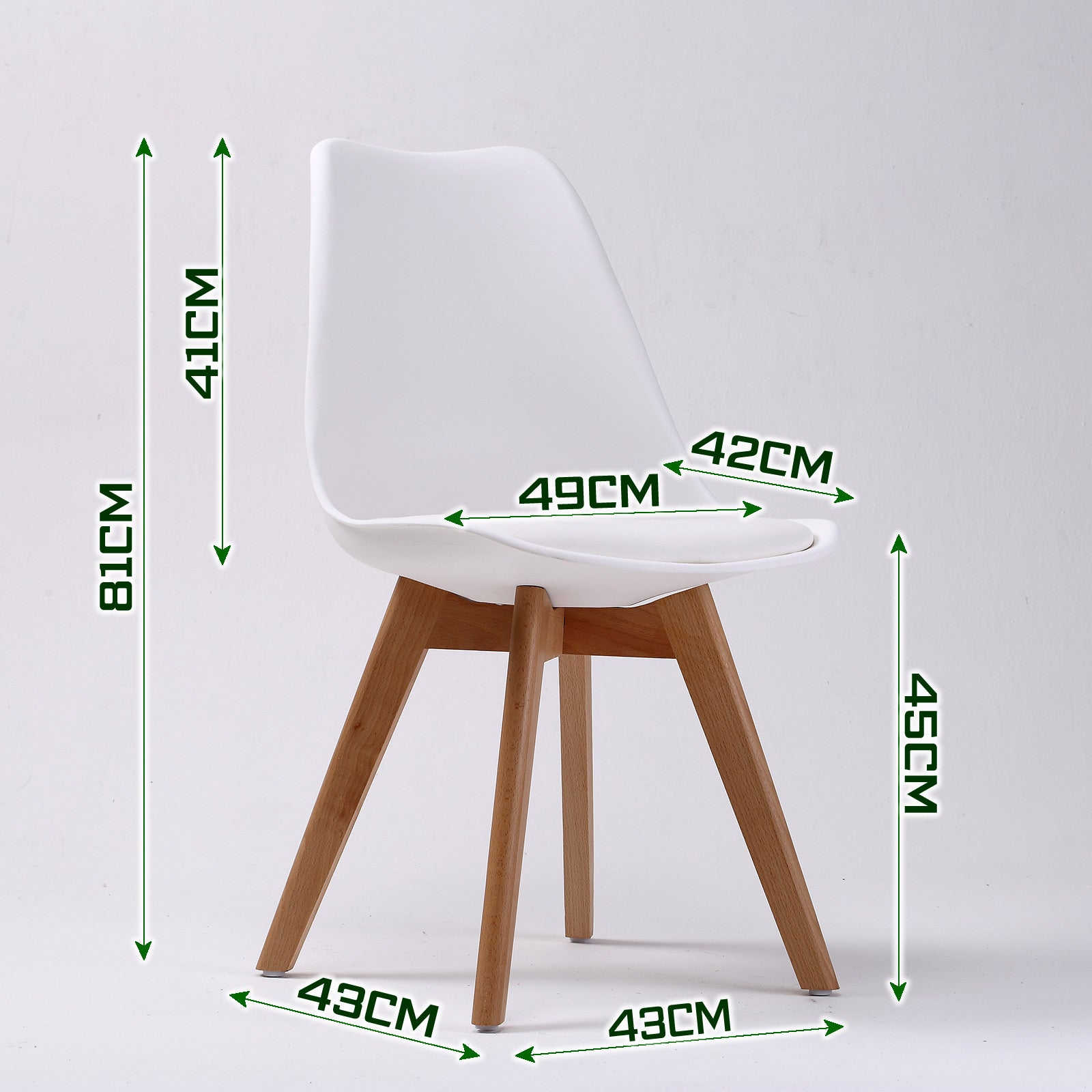 Kitchen & Dining Chairs: 2X Retro Dining Cafe Chair Padded Seat WHITE