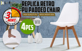 Kitchen & Dining Chairs: 4X Retro Dining Cafe Chair Padded Seat WHITE