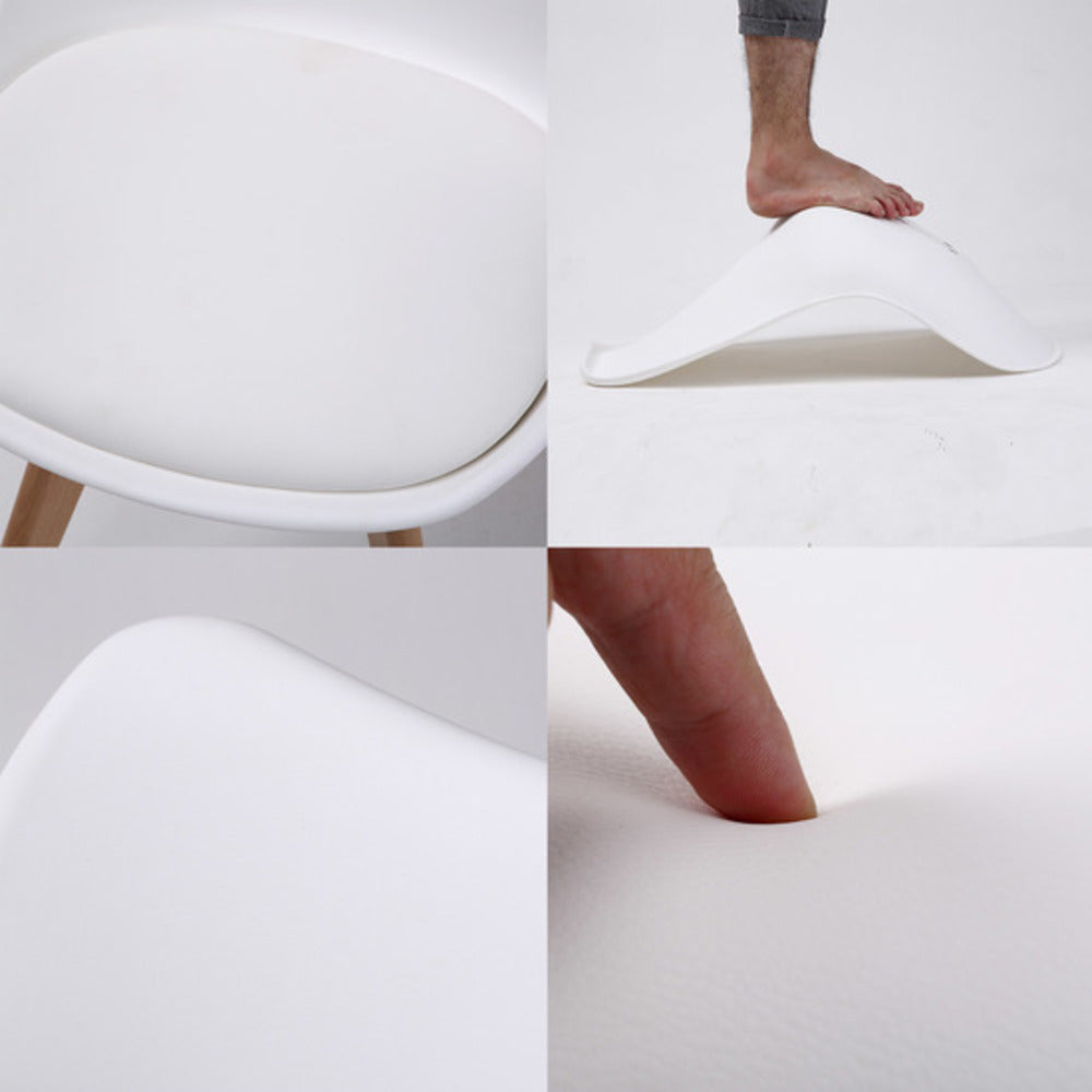 Kitchen & Dining Chairs: 4X Retro Dining Cafe Chair Padded Seat WHITE