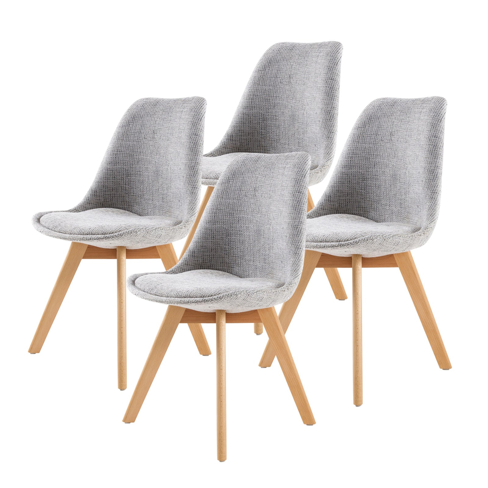 Kitchen & Dining Chairs: 4X Retro Dining Cafe Chair Padded Seat GREY