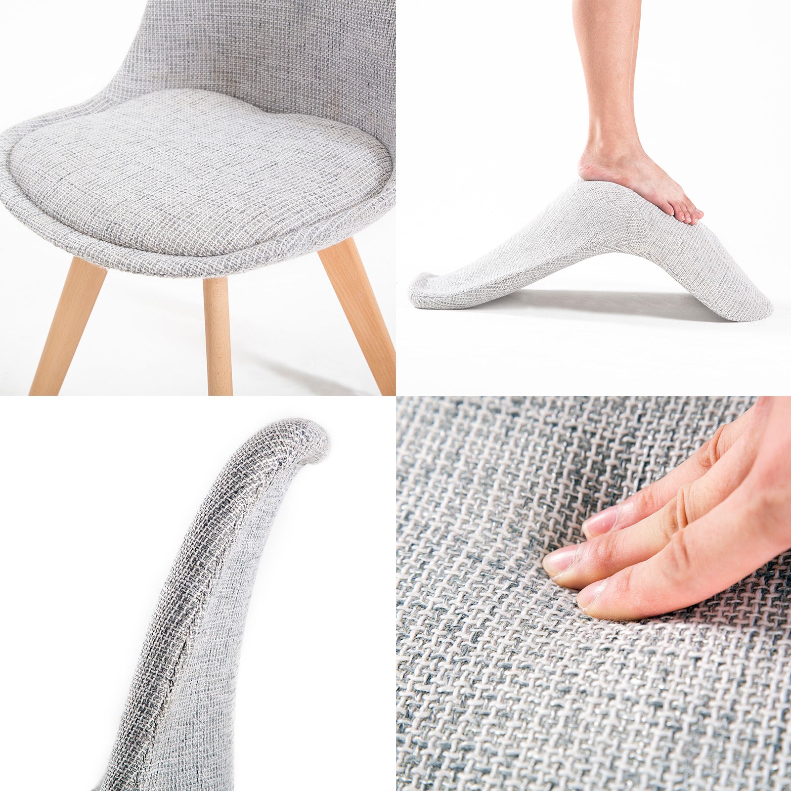 Kitchen & Dining Chairs: 4X Retro Dining Cafe Chair Padded Seat GREY