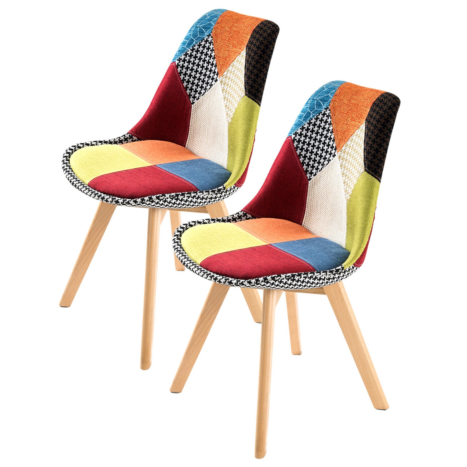 Kitchen & Dining Chairs: 2X Retro Dining Cafe Chair Padded Seat MULTI COLOUR