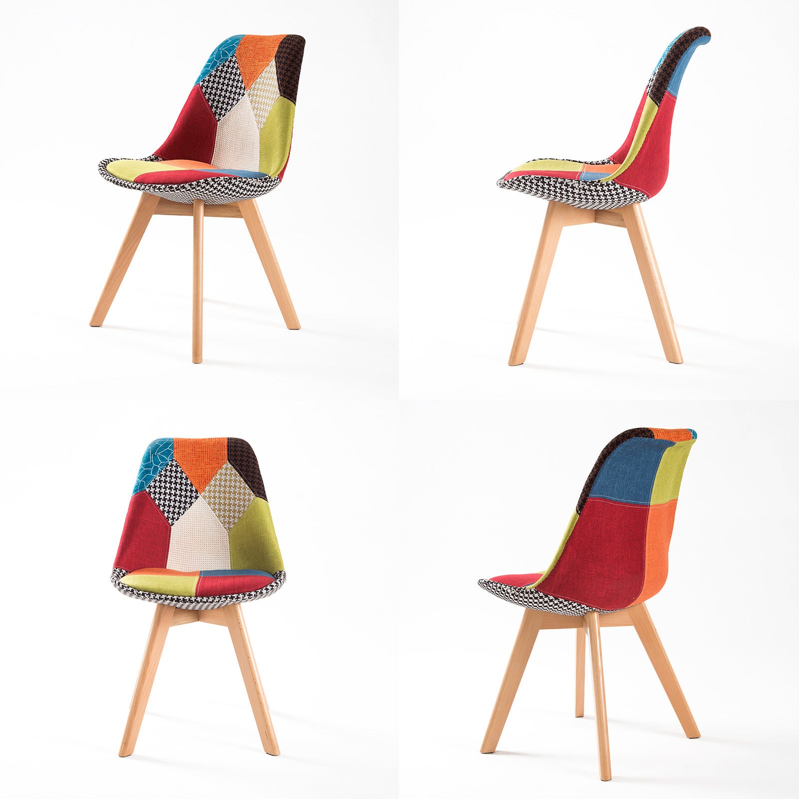 Kitchen & Dining Chairs: 2X Retro Dining Cafe Chair Padded Seat MULTI COLOUR