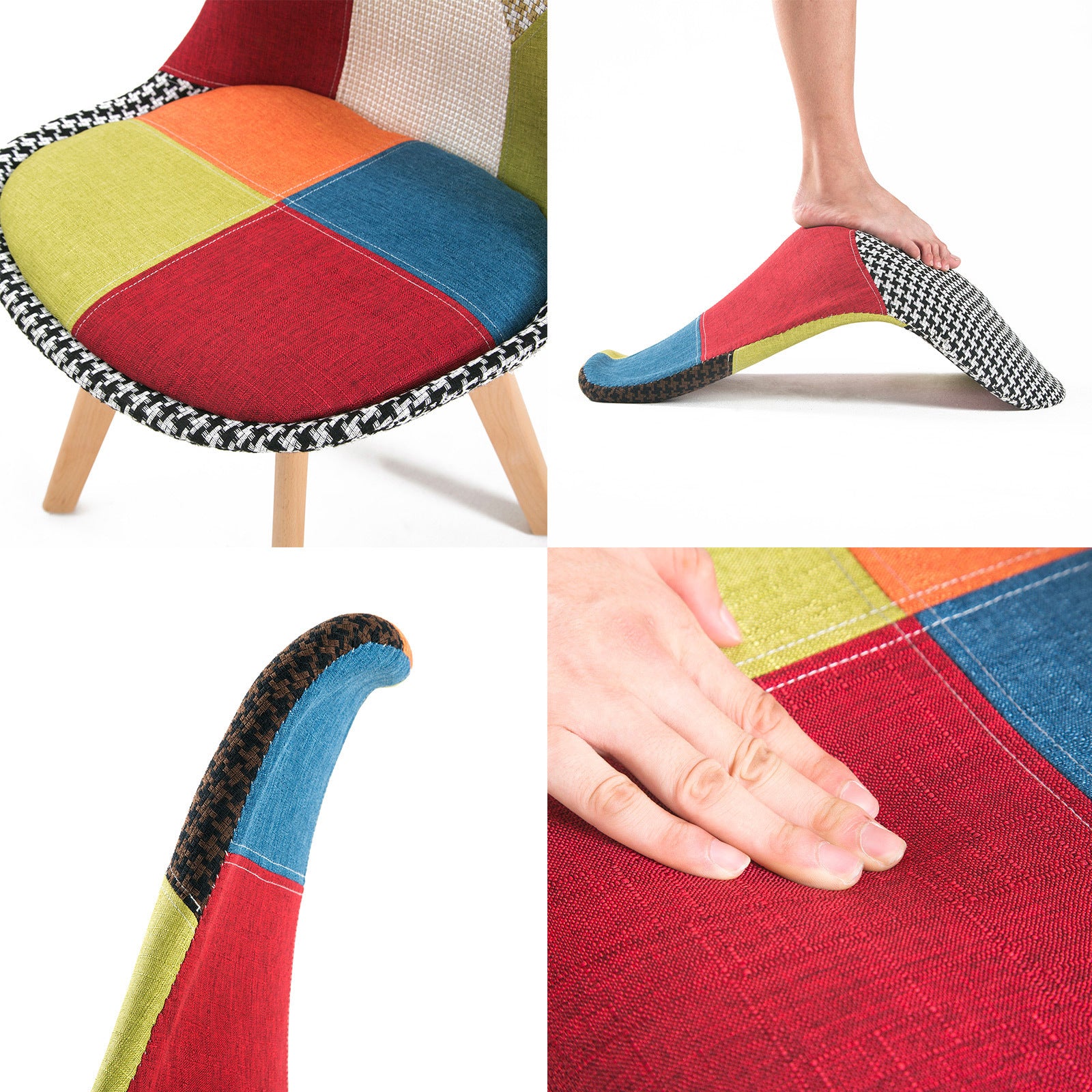 Kitchen & Dining Chairs: 2X Retro Dining Cafe Chair Padded Seat MULTI COLOUR