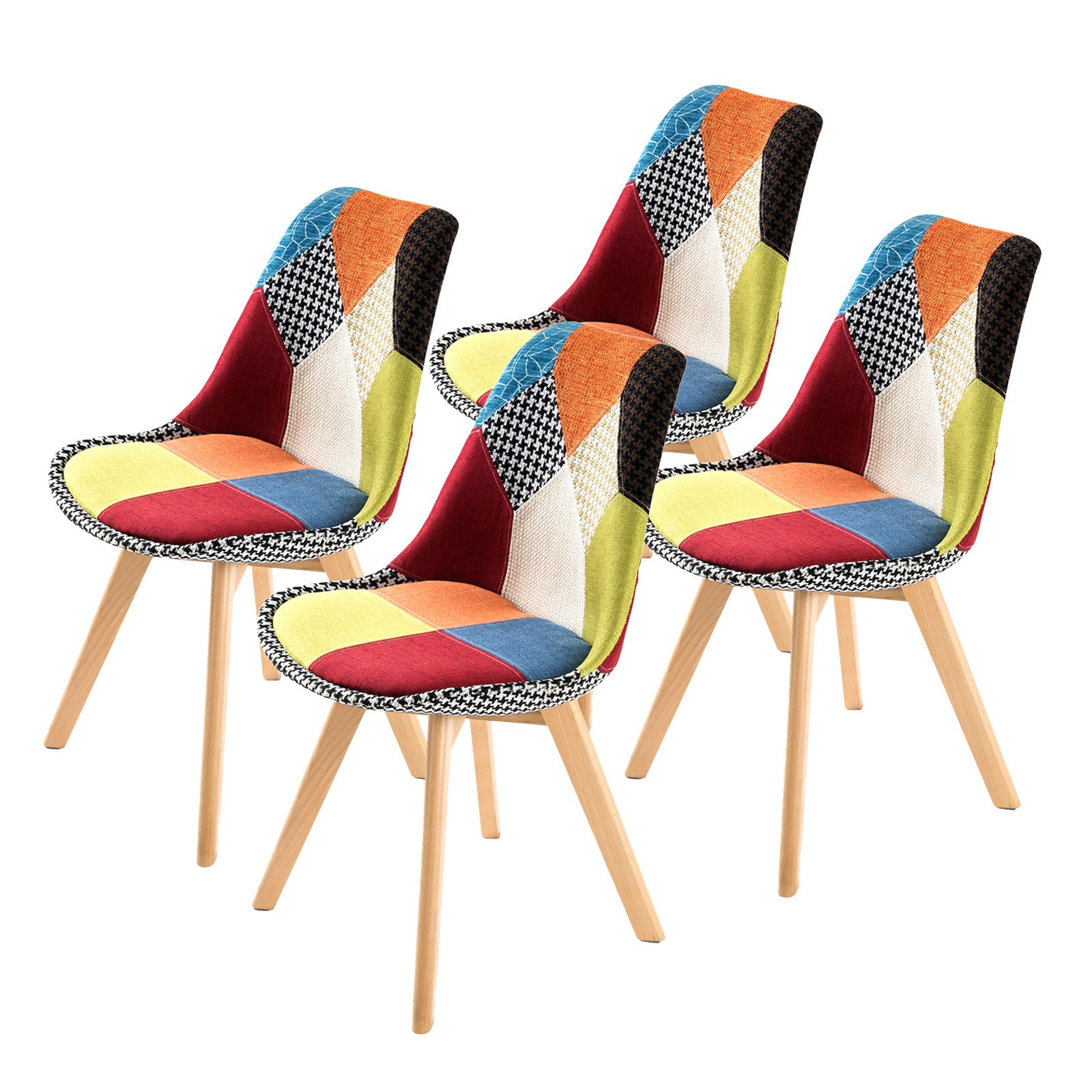 Kitchen & Dining Chairs: 4X Retro Dining Cafe Chair Padded Seat MULTI COLOUR