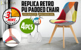 Kitchen & Dining Chairs: 4X Retro Dining Cafe Chair Padded Seat MULTI COLOUR