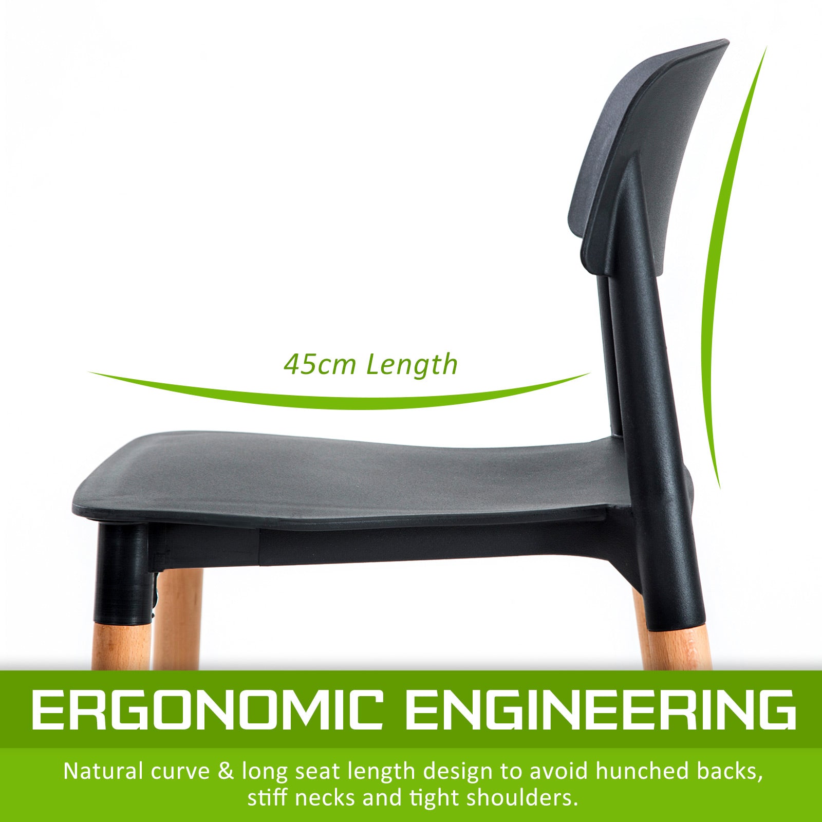 Kitchen & Dining Chairs: 2X Retro Belloch Stackable Dining Cafe Chair BLACK