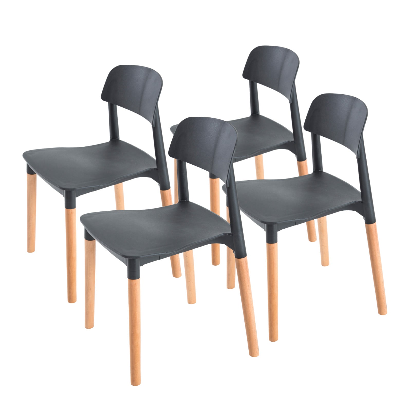 Kitchen & Dining Chairs: 4X Retro Belloch Stackable Dining Cafe Chair BLACK
