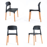 Kitchen & Dining Chairs: 4X Retro Belloch Stackable Dining Cafe Chair BLACK