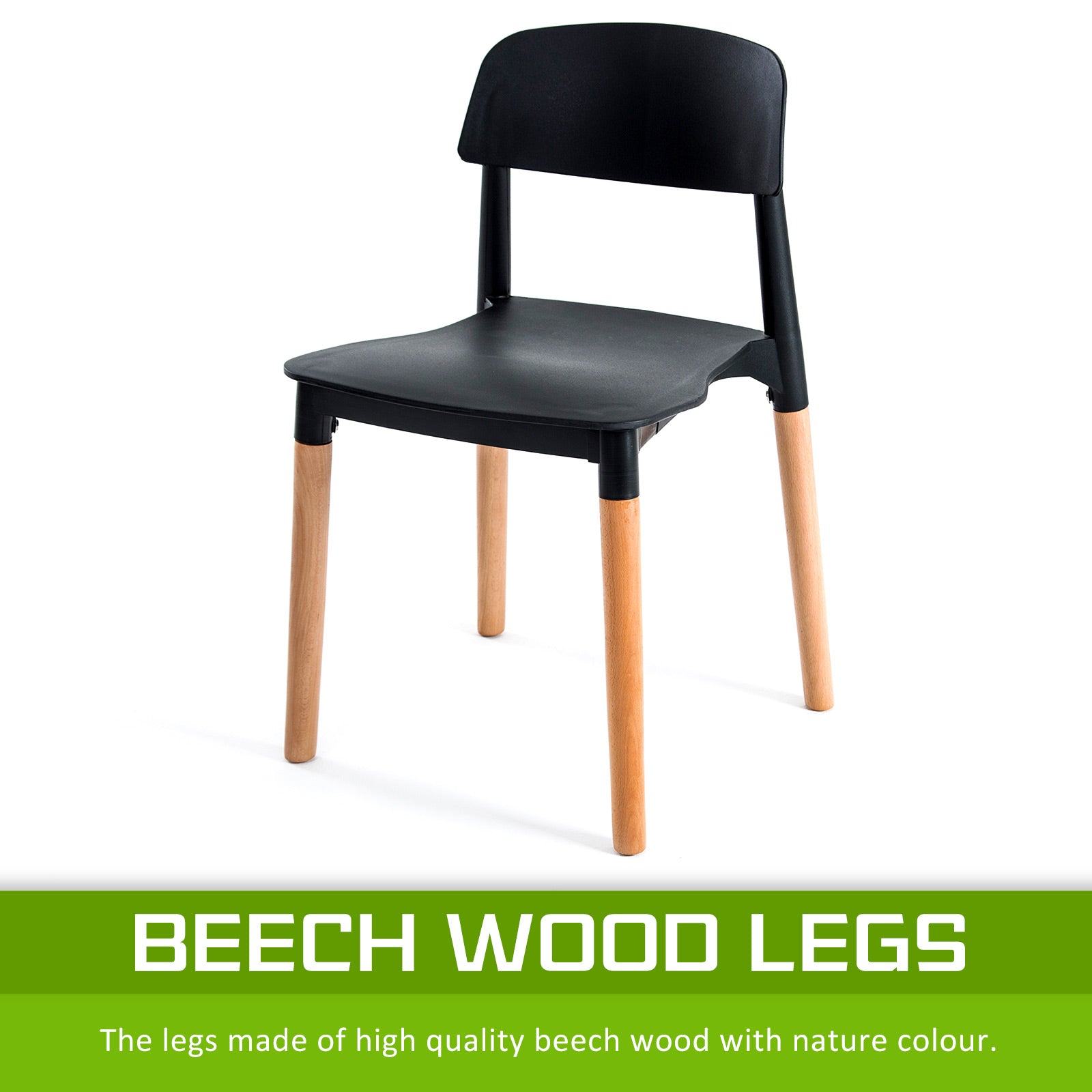 Kitchen & Dining Chairs: 4X Retro Belloch Stackable Dining Cafe Chair BLACK