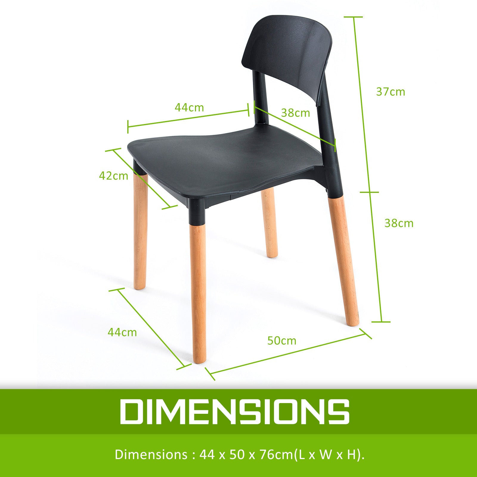 Kitchen & Dining Chairs: 4X Retro Belloch Stackable Dining Cafe Chair BLACK
