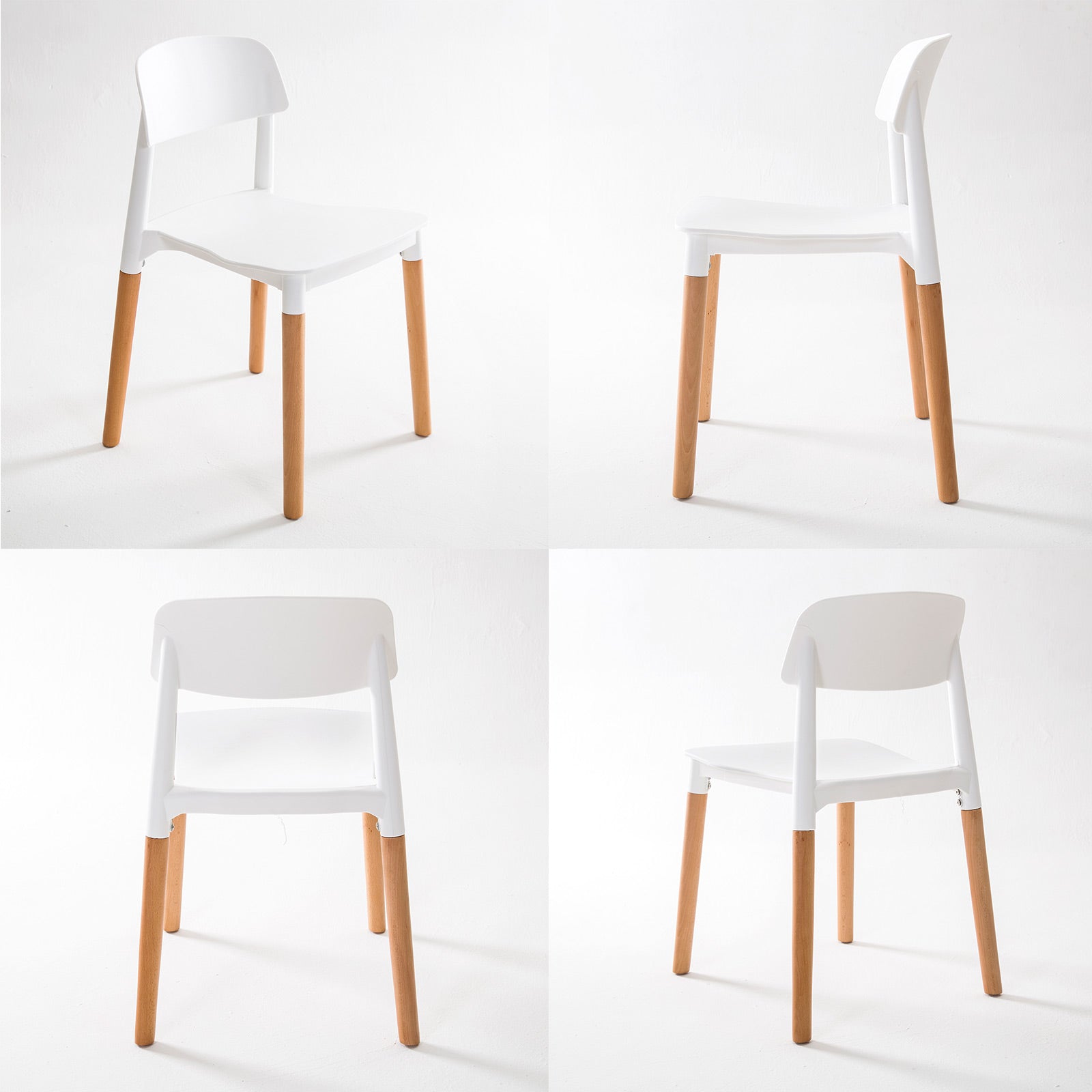 Kitchen & Dining Chairs: 4X Retro Belloch Stackable Dining Cafe Chair WHITE