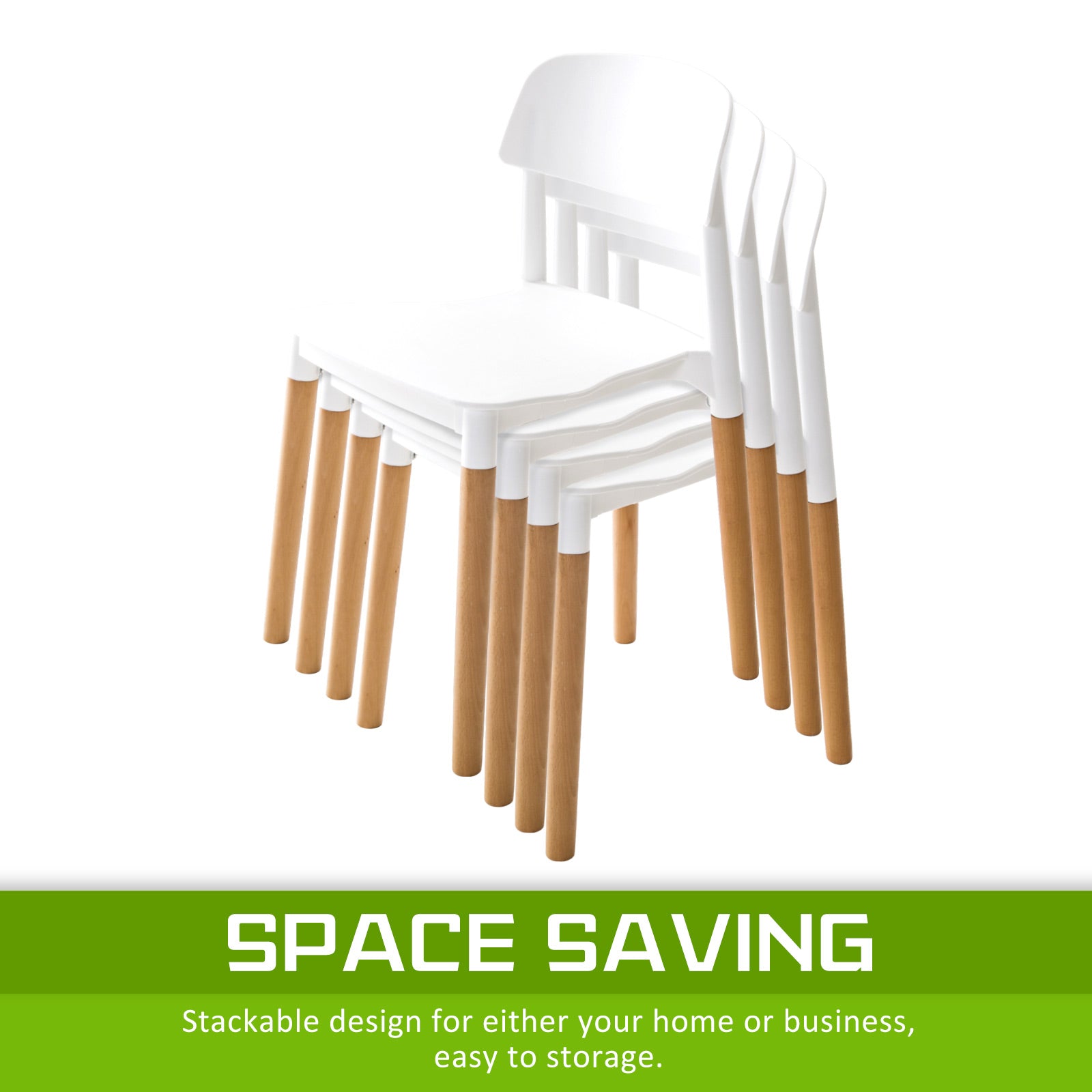 Kitchen & Dining Chairs: 4X Retro Belloch Stackable Dining Cafe Chair WHITE