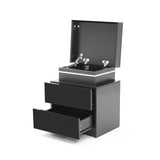 2X Bedside Table 2 Drawers RGB LED Bedroom Cabinet Nightstand Gloss AURORA BLACK