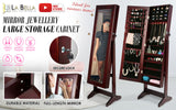 Makeup Organisation & Storage: Mirror Jewellery Cabinet Storage Organiser LUVO 146cm WALNUT