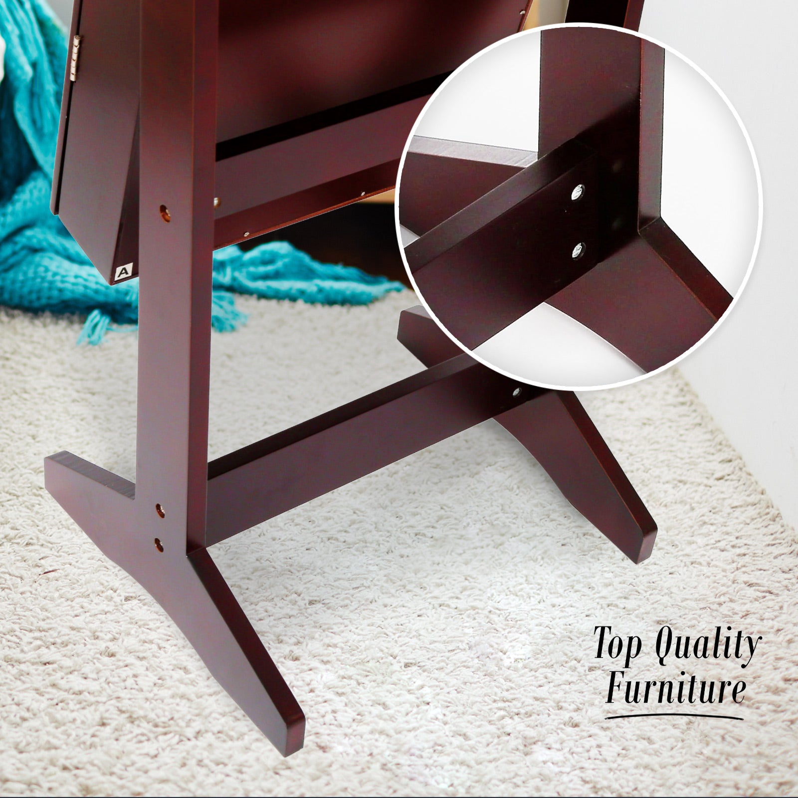 Makeup Organisation & Storage: Mirror Jewellery Cabinet Storage Organiser LUVO 146cm WALNUT