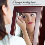 Makeup Organisation & Storage: Mirror Jewellery Cabinet Storage Organiser LUVO 146cm WALNUT