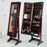 Makeup Organisation & Storage: Mirror Jewellery Cabinet Storage Organiser LUVO 146cm WALNUT
