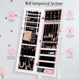 Makeup Organisation & Storage: Mirror Jewellery Cabinet Storage Organiser LUVO 146cm WHITE