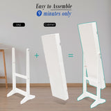Makeup Organisation & Storage: Mirror Jewellery Cabinet Storage Organiser LUVO 146cm WHITE