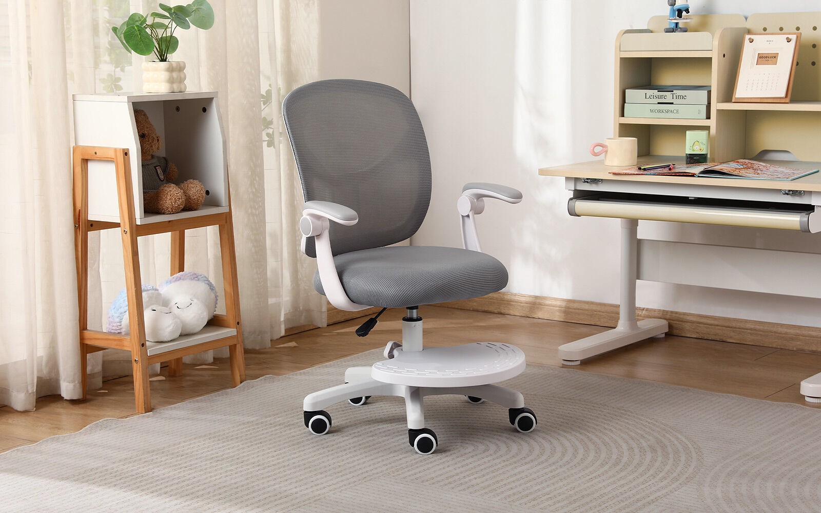 Kid's Tables, Chairs & Seats: Kids Desk Chair - Children Office Study Seat with Footrest NOVA - Grey