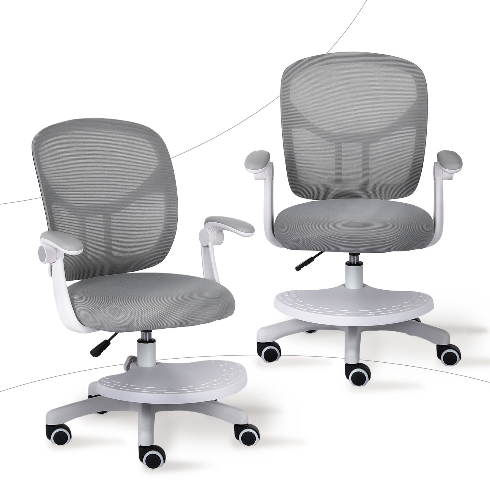 Kid's Tables, Chairs & Seats: Kids Desk Chair - Children Office Study Seat with Footrest NOVA - Grey