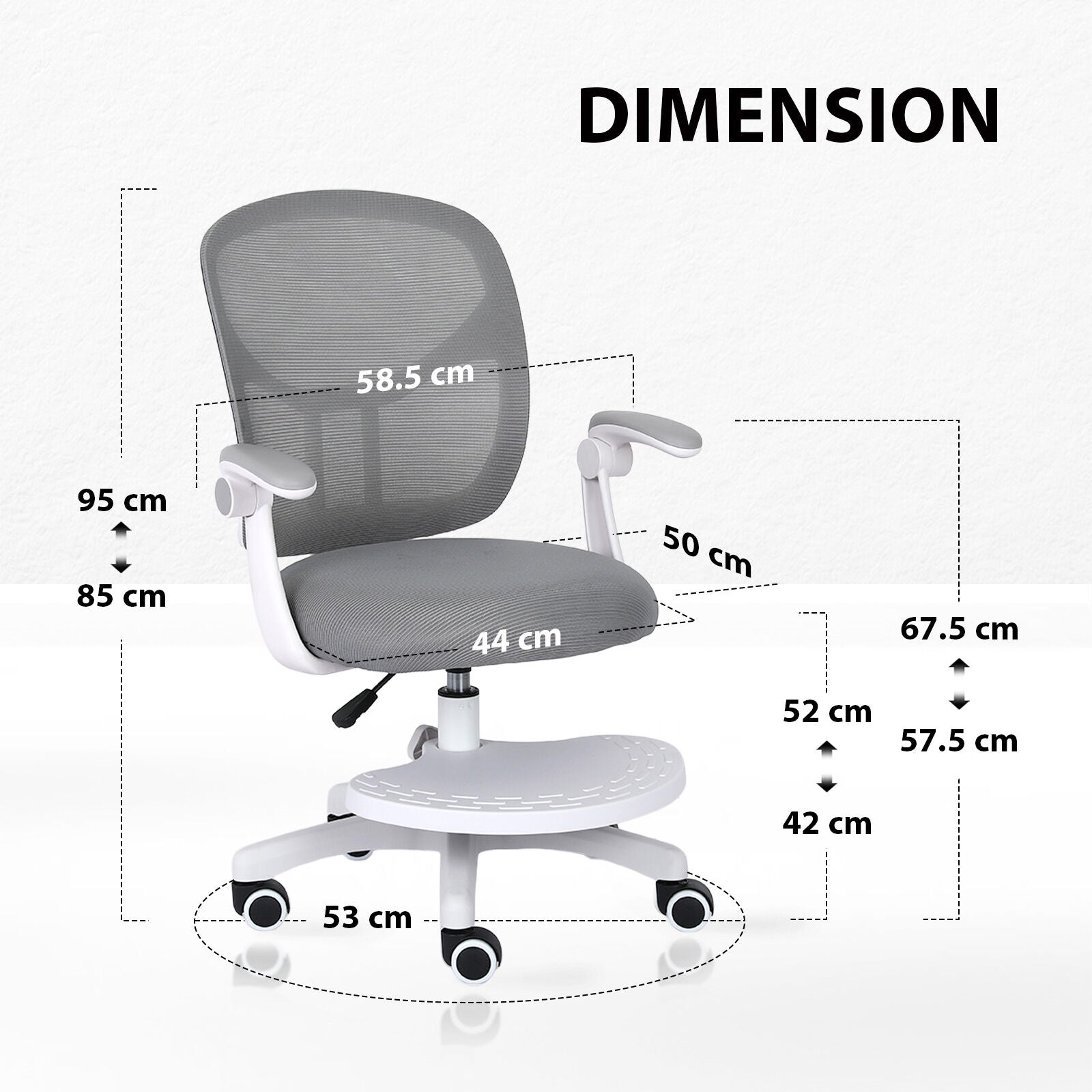 Kid's Tables, Chairs & Seats: Kids Desk Chair - Children Office Study Seat with Footrest NOVA - Grey
