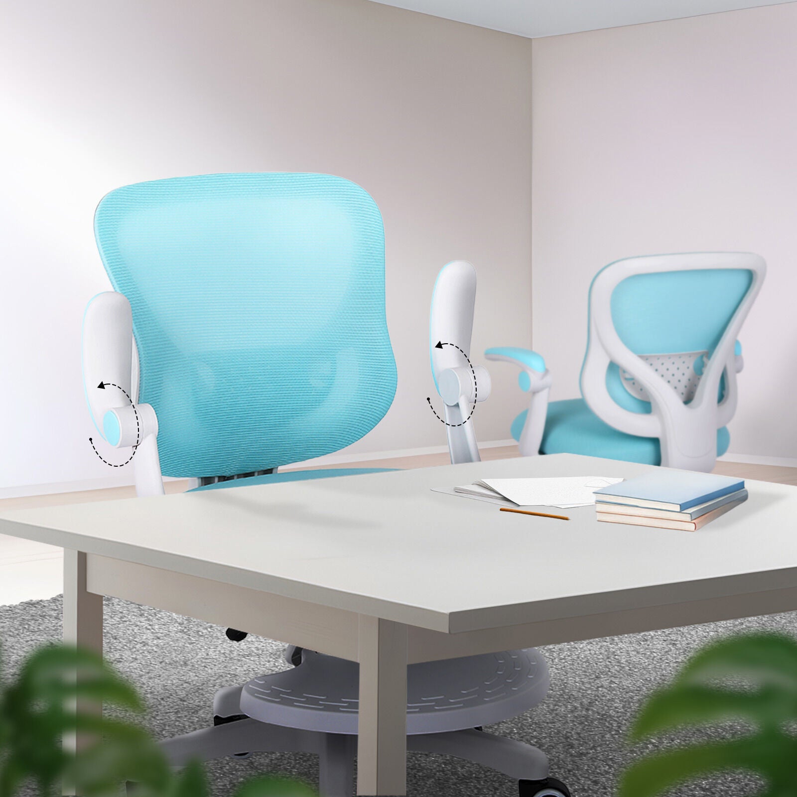 Kid's Tables, Chairs & Seats: Kids Desk Chair - Children Office Study Seat with Footrest CILO - Blue