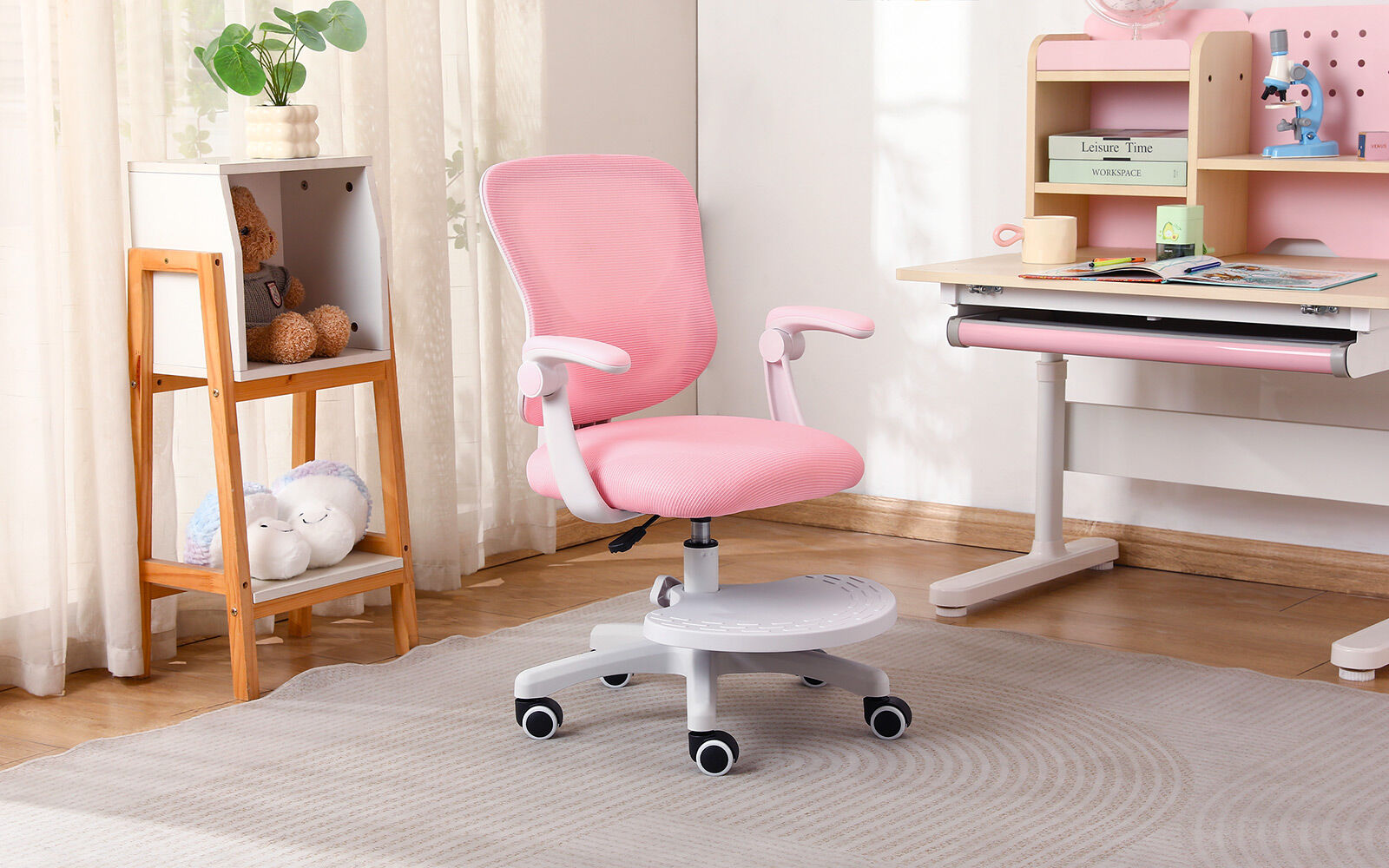 Kid's Tables, Chairs & Seats: Kids Desk Chair - Children Office Study Seat with Footrest CILO - Pink