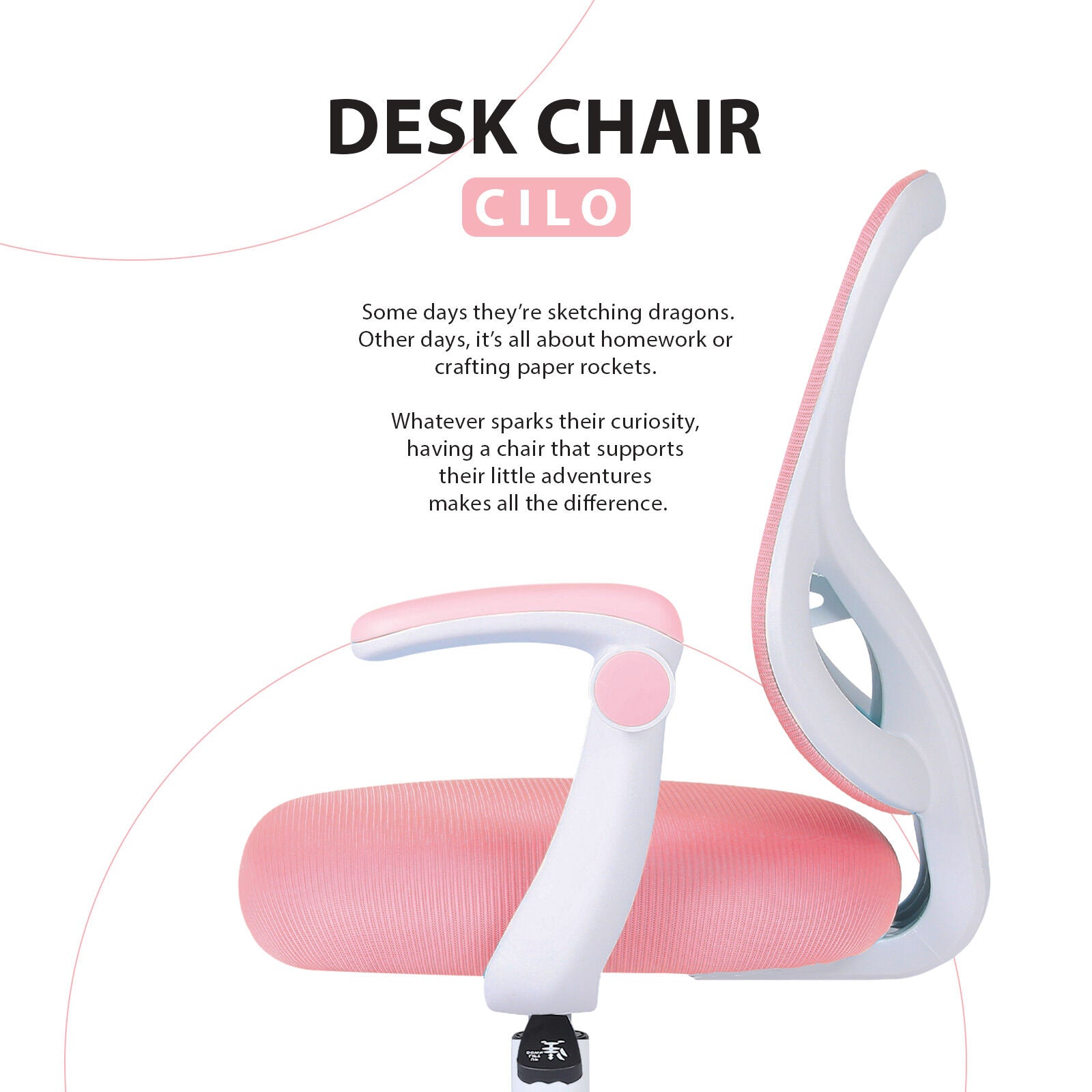 Kid's Tables, Chairs & Seats: Kids Desk Chair - Children Office Study Seat with Footrest CILO - Pink