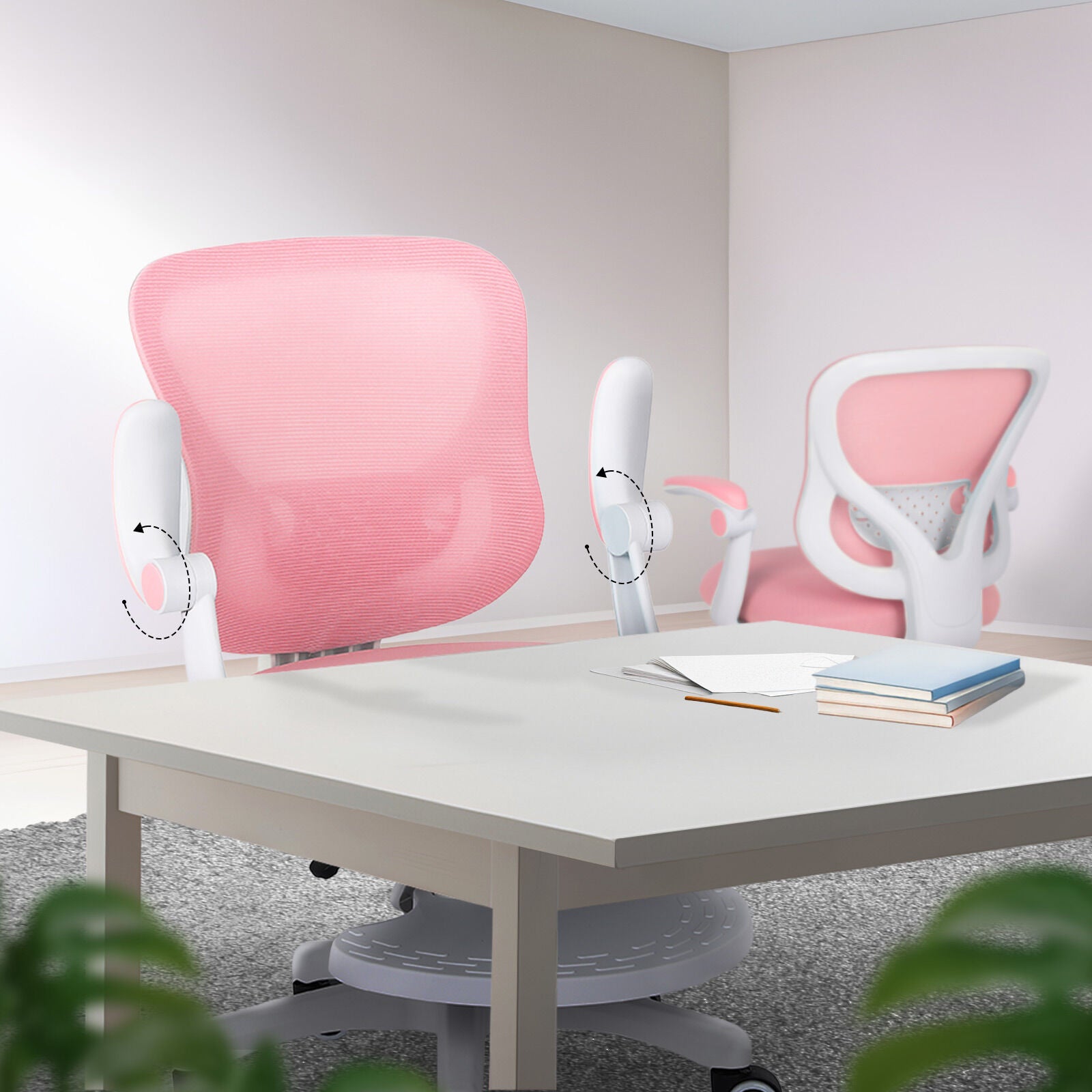 Kid's Tables, Chairs & Seats: Kids Desk Chair - Children Office Study Seat with Footrest CILO - Pink
