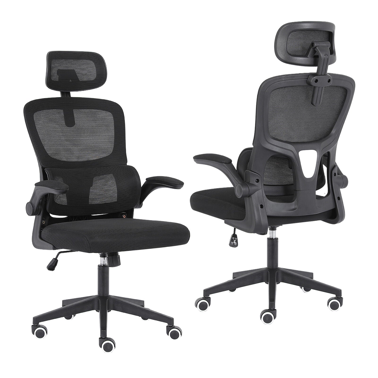 Office & Desk Chairs: Work Office Chair - Lumber Support, Flip-up Armrest, Adjustable Headrest SITIO - Black