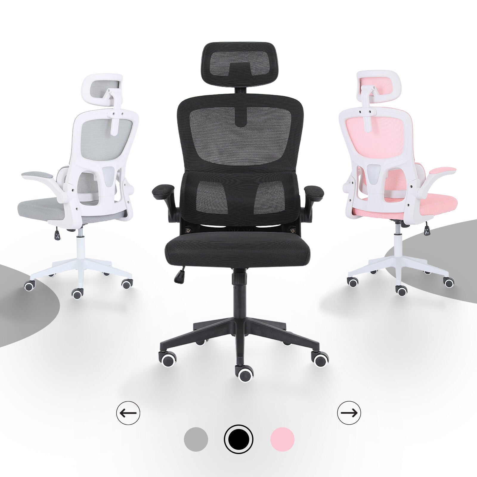 Office & Desk Chairs: Work Office Chair - Lumber Support, Flip-up Armrest, Adjustable Headrest SITIO - Black