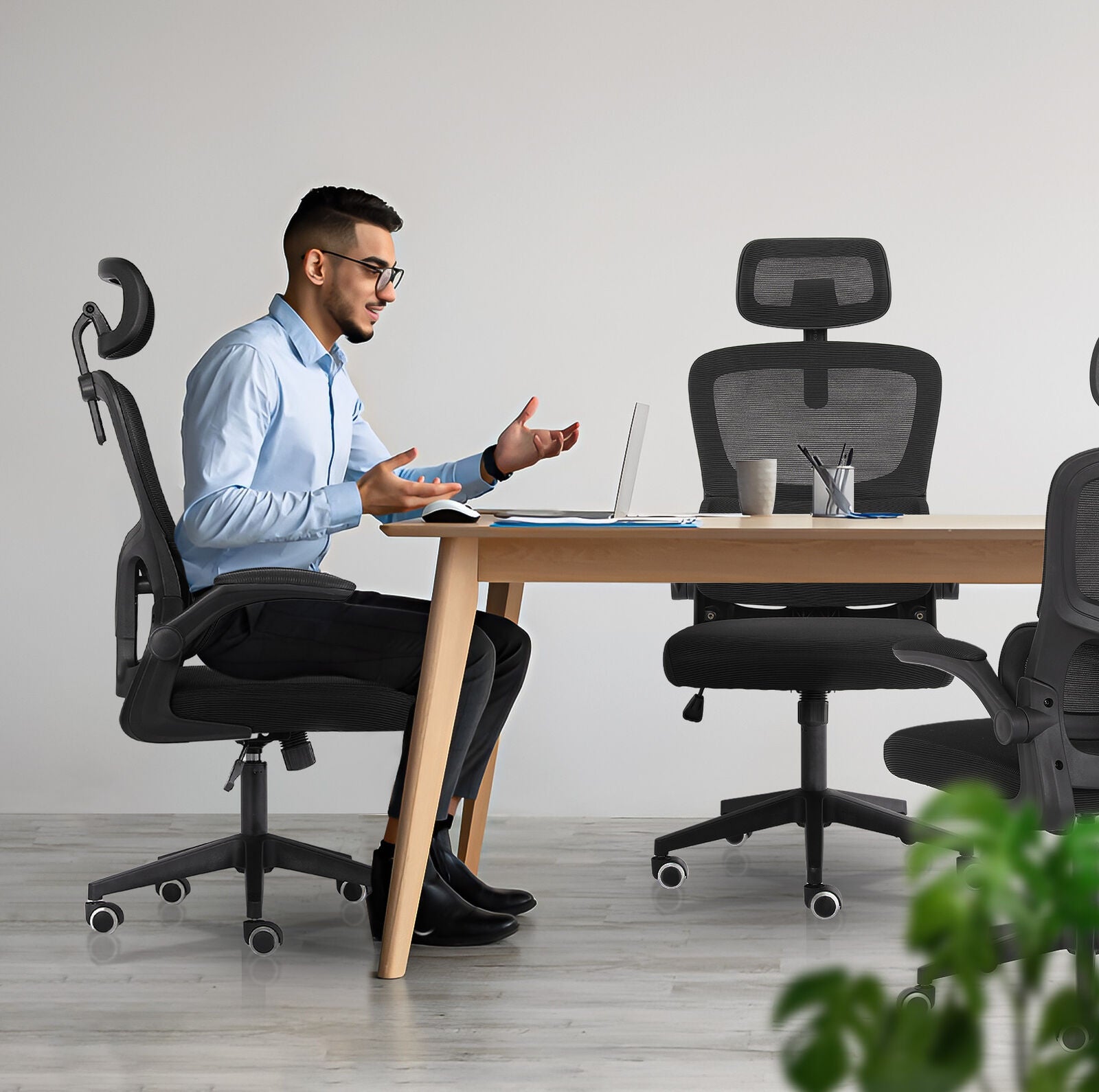 Office & Desk Chairs: Work Office Chair - Lumber Support, Flip-up Armrest, Adjustable Headrest SITIO - Black