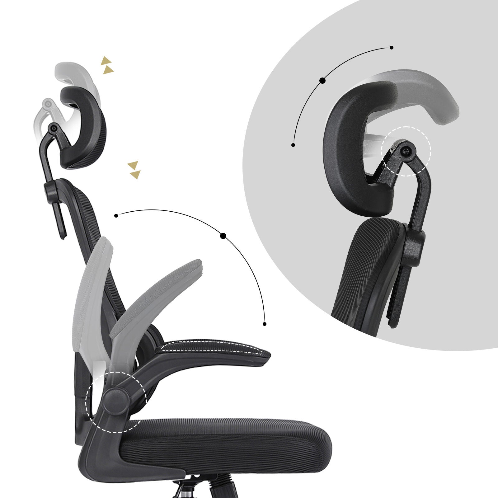 Office & Desk Chairs: Work Office Chair - Lumber Support, Flip-up Armrest, Adjustable Headrest SITIO - Black