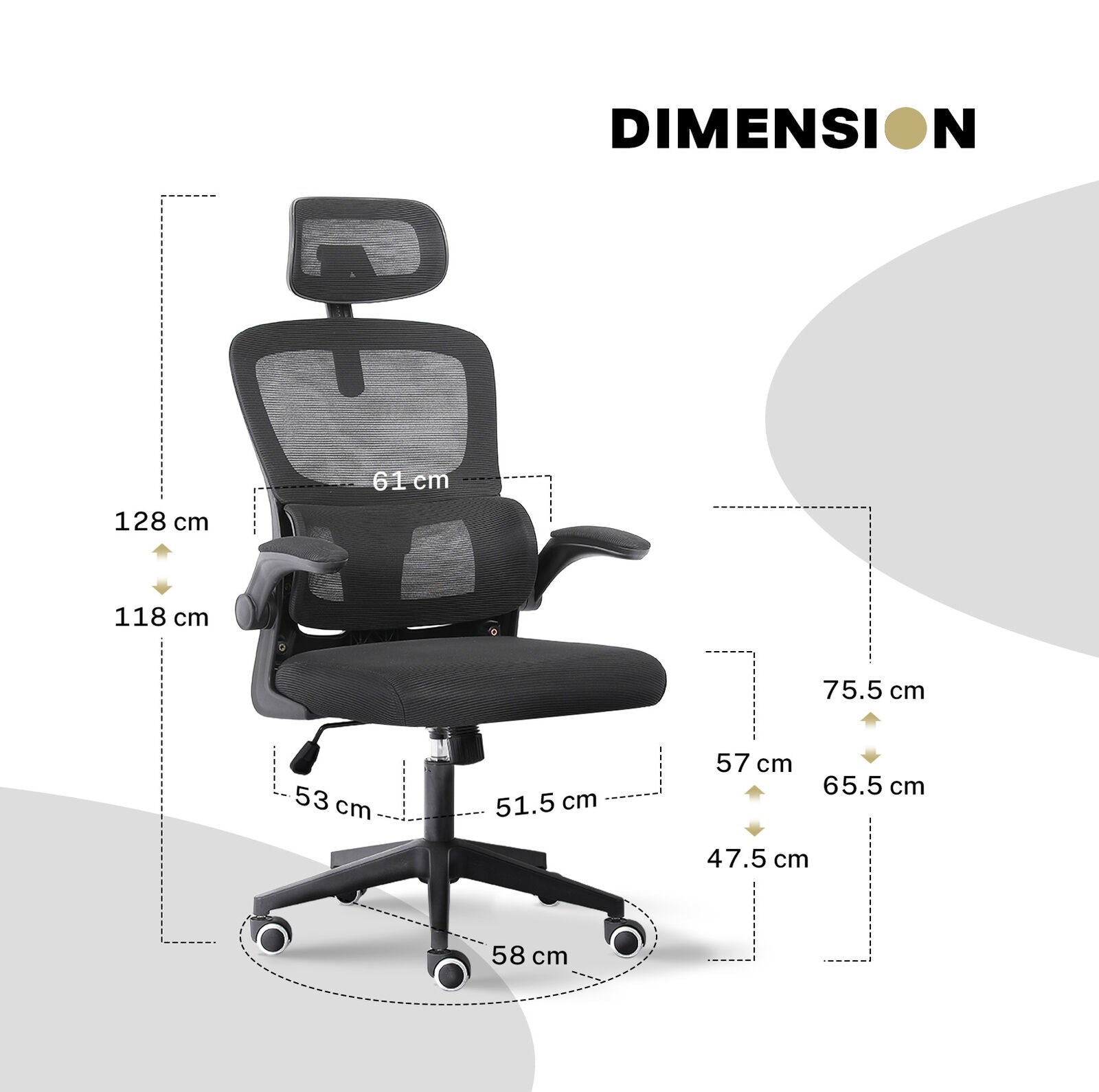 Office & Desk Chairs: Work Office Chair - Lumber Support, Flip-up Armrest, Adjustable Headrest SITIO - Black