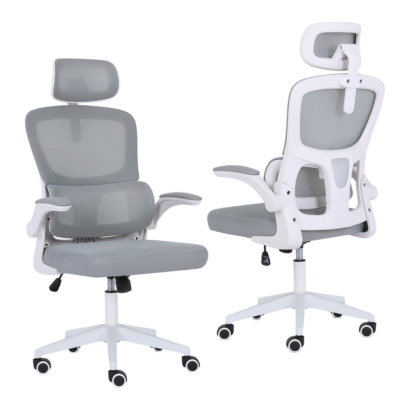 Office & Desk Chairs: Work Office Chair - Lumber Support, Flip-up Armrest, Adjustable Headrest SITIO - GREY