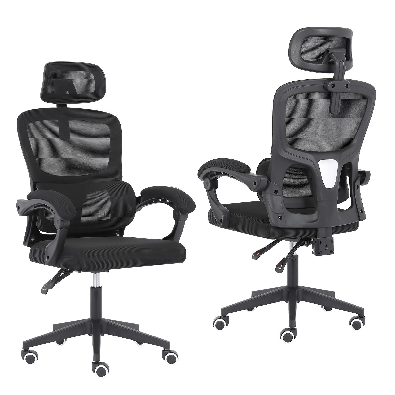 Office & Desk Chairs: Ergonomic Reclining Office Chair - Lumbar Support, Adjustable Headrest VELTRA - BLACK