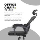 Office & Desk Chairs: Ergonomic Reclining Office Chair - Lumbar Support, Adjustable Headrest VELTRA - BLACK