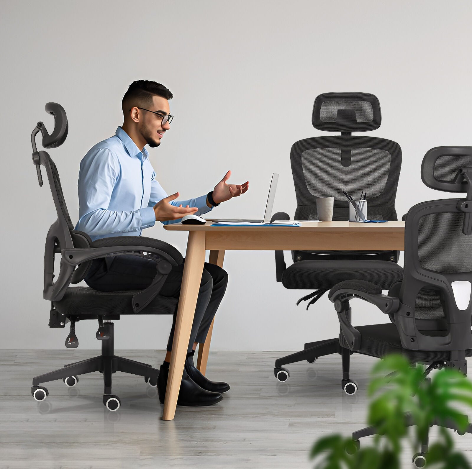 Office & Desk Chairs: Ergonomic Reclining Office Chair - Lumbar Support, Adjustable Headrest VELTRA - BLACK