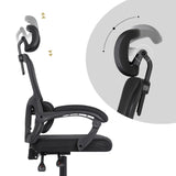 Office & Desk Chairs: Ergonomic Reclining Office Chair - Lumbar Support, Adjustable Headrest VELTRA - BLACK