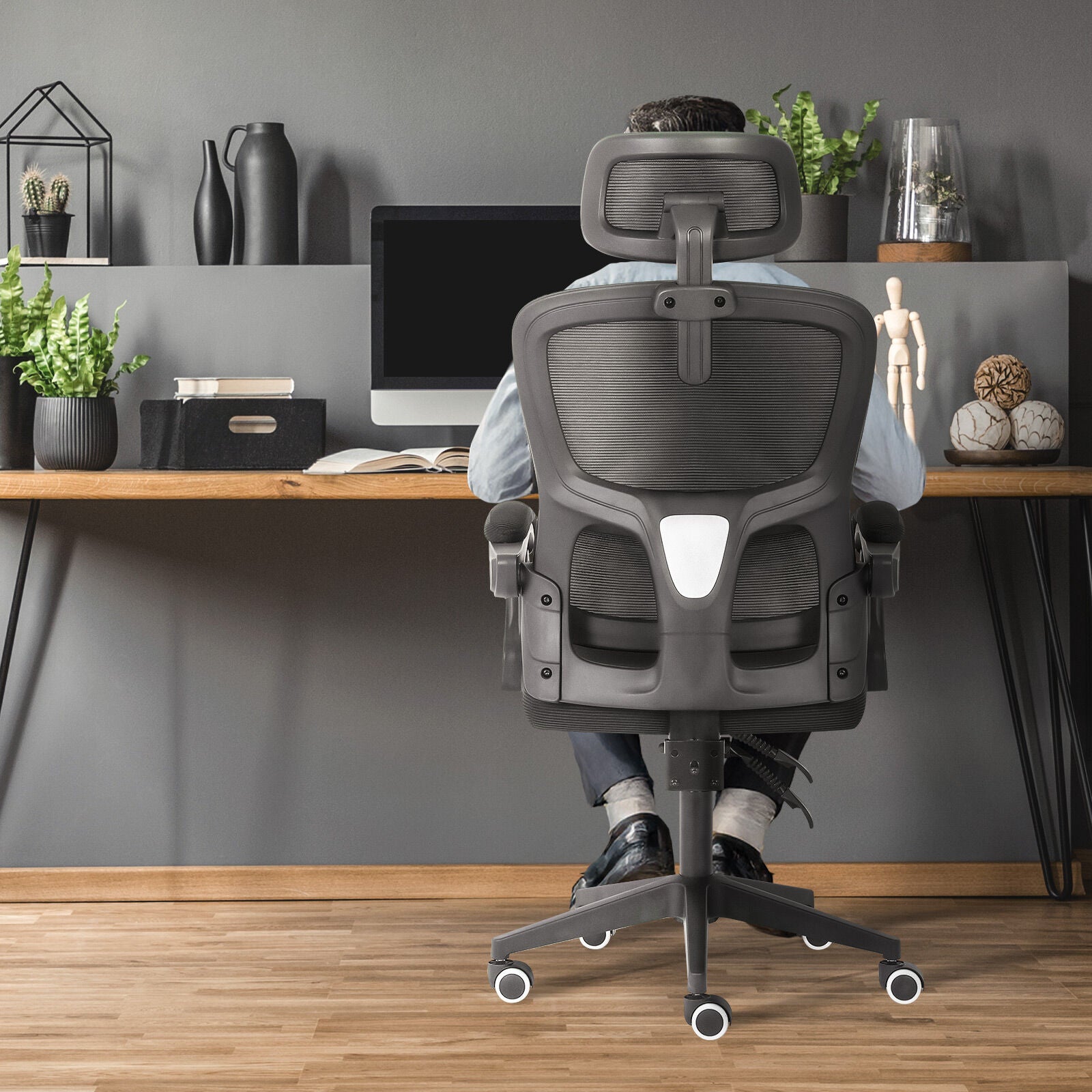 Office & Desk Chairs: Ergonomic Reclining Office Chair - Lumbar Support, Adjustable Headrest VELTRA - BLACK