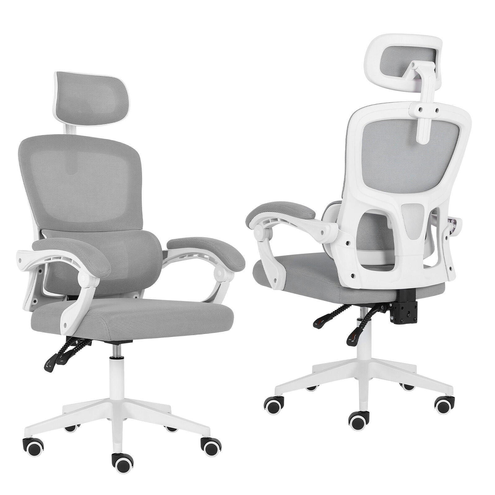 Office & Desk Chairs: Ergonomic Reclining Office Chair - Lumbar Support, Adjustable Headrest VELTRA - GREY