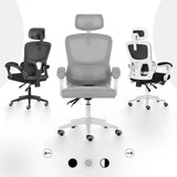 Office & Desk Chairs: Ergonomic Reclining Office Chair - Lumbar Support, Adjustable Headrest VELTRA - GREY