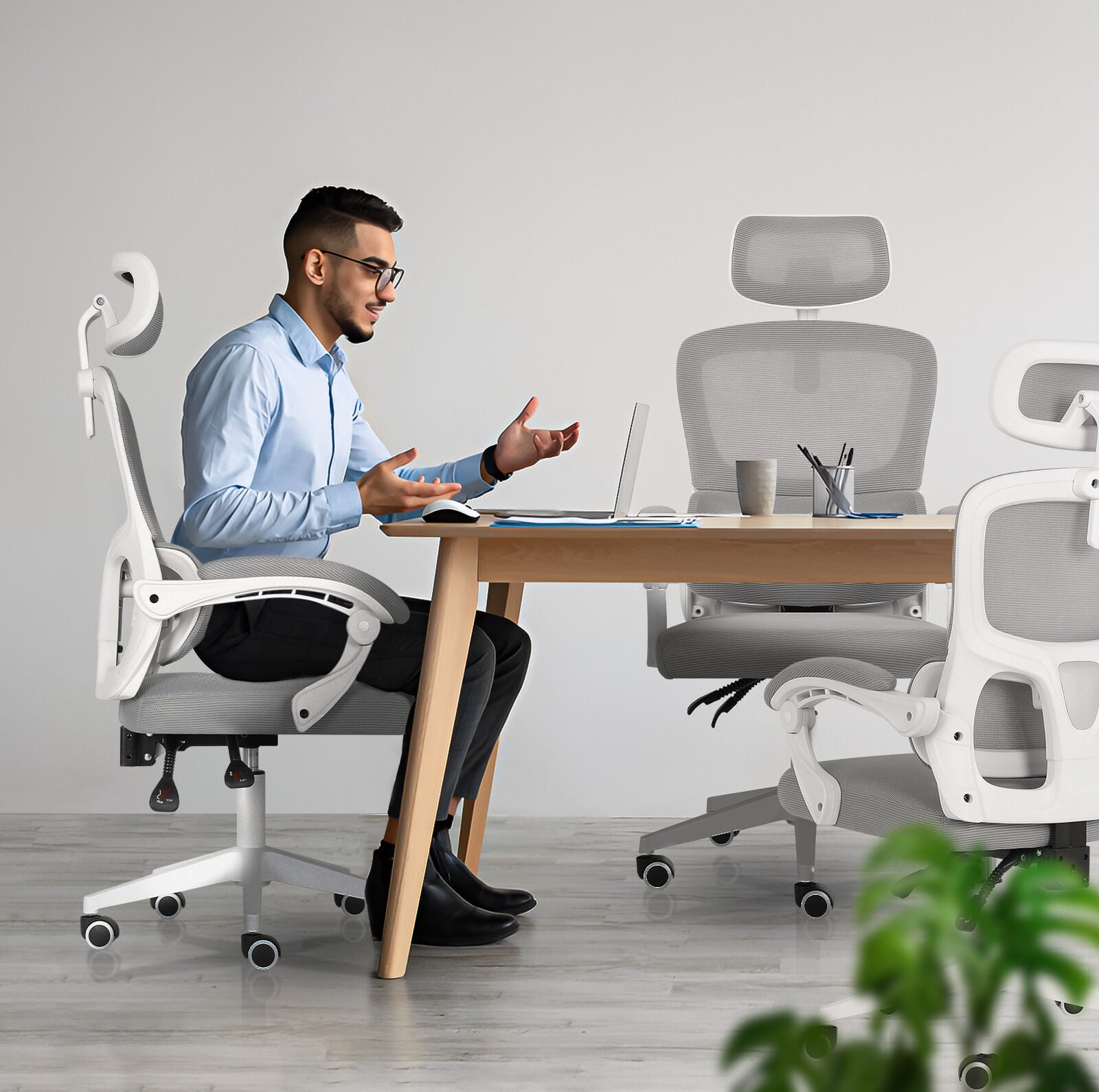 Office & Desk Chairs: Ergonomic Reclining Office Chair - Lumbar Support, Adjustable Headrest VELTRA - GREY