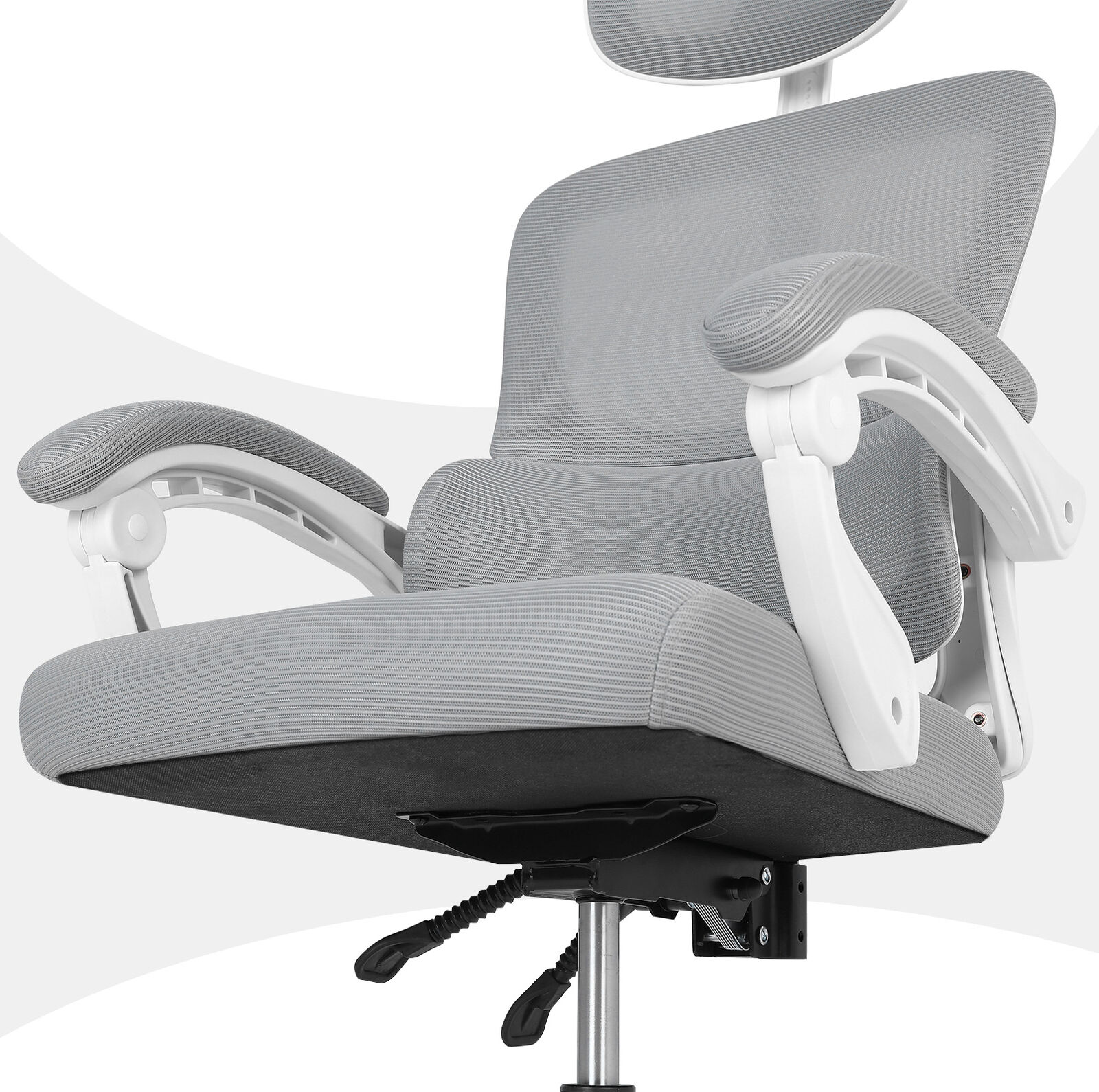 Office & Desk Chairs: Ergonomic Reclining Office Chair - Lumbar Support, Adjustable Headrest VELTRA - GREY